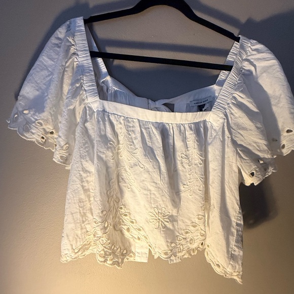 NWT AE Tie Back Eyelet Crop Top - women’s large - Picture 5 of 14